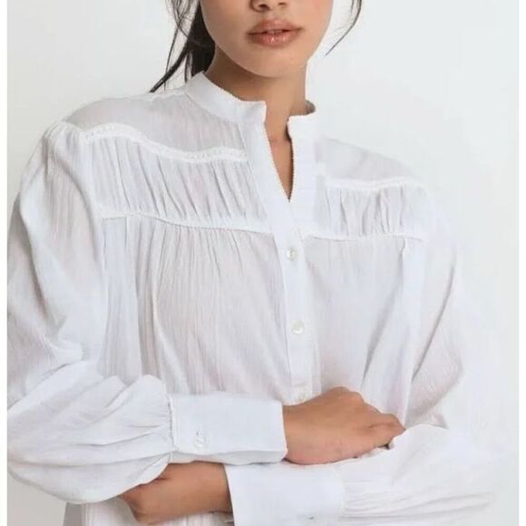 Nili Lotan Button Mandarin Collar Blouse - Picture 1 of 8